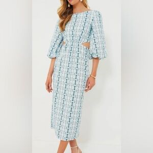 Blue Geo Stripe Cut Out Campbell Dress
